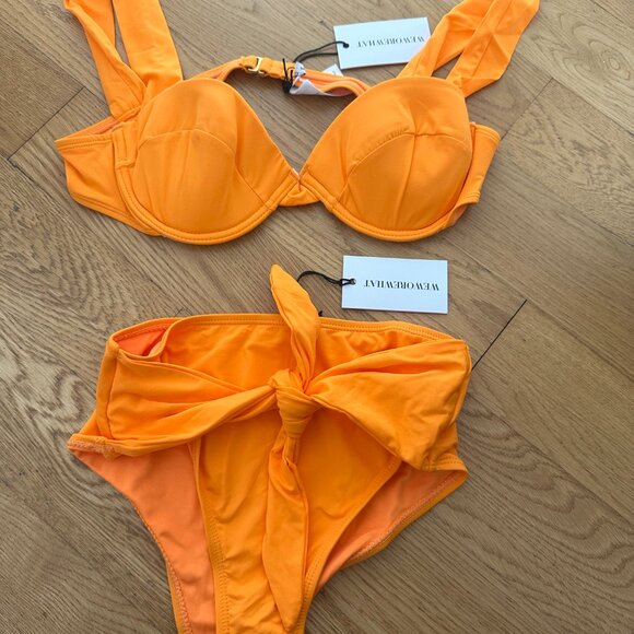 NWT WeWoreWhat Claudia Bikini Top Size Large Bra Swimsuit Orange Carrot - Picture 3 of 6